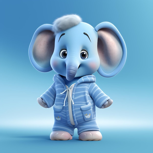 Illustration 3D des personnages d'éléphant de dessins animés mignons