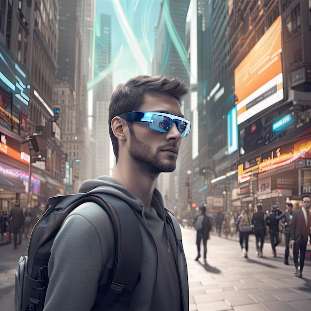 Illustration 3D d'une personne avec des lunettes de soleil