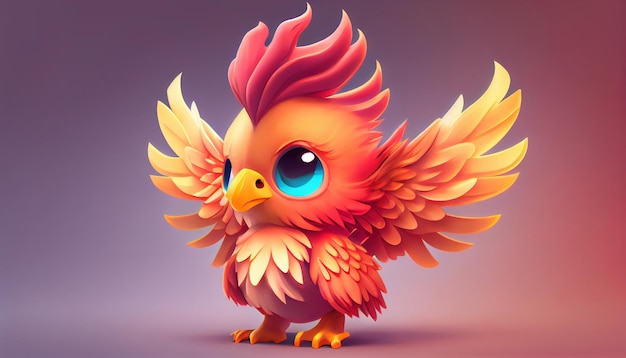 Illustration 3D de phénix mignon