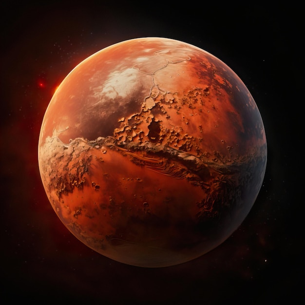 Photo illustration 3d planète mars isolée sur des éléments d'image du ciel nocturne noir fournis par la nasa