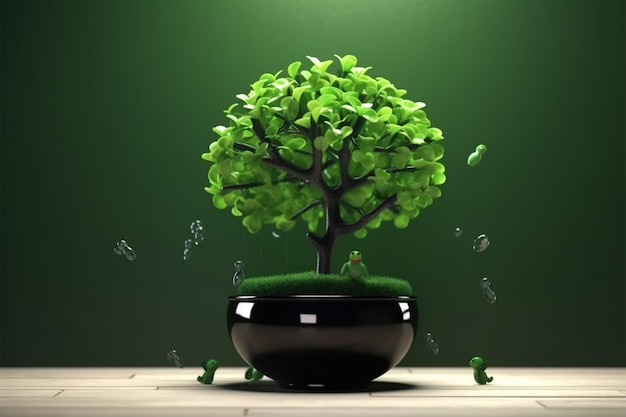 Illustration 3D de plantes d'intérieur noires