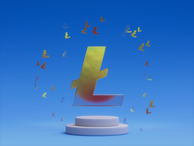 Illustration 3D de la plate-forme de podium de la lettre L de Lite Crypto