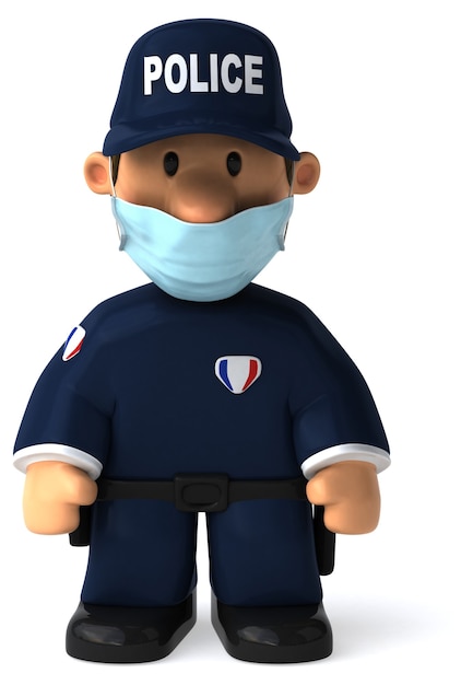 Illustration 3D d'un policier de dessin animé