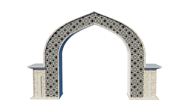 Illustration 3D de la porte arabe sur fond blanc