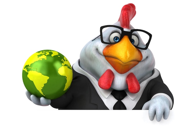 Une illustration 3D de poulet amusante