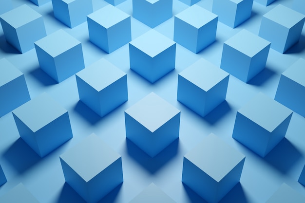 Illustration 3D de rangées de cube bleu.