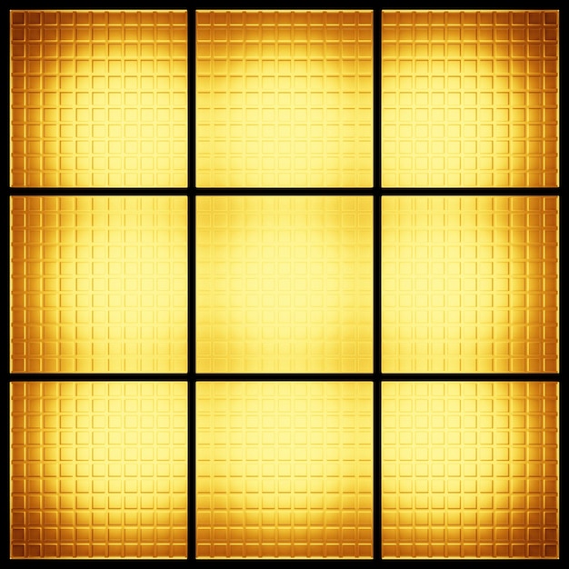 Illustration 3d de rangées de polygones jaunes Modèle de parallélogramme Fond de géométrie technologique