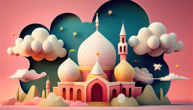 Illustration 3D réaliste de l'aïd al-fitr