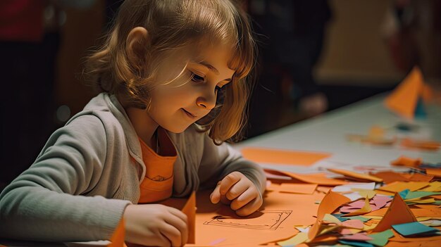 Photo illustration 3d réaliste d'enfants jouant des cubes colorés réalistes