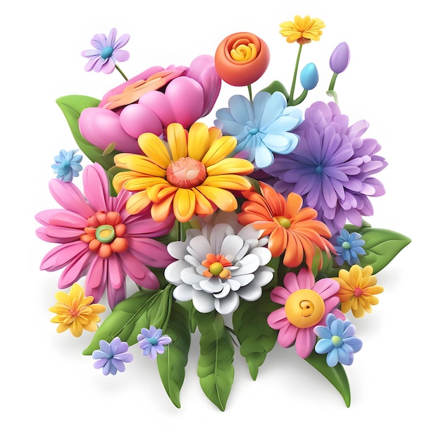 Illustration 3D réaliste des fleurs de printemps