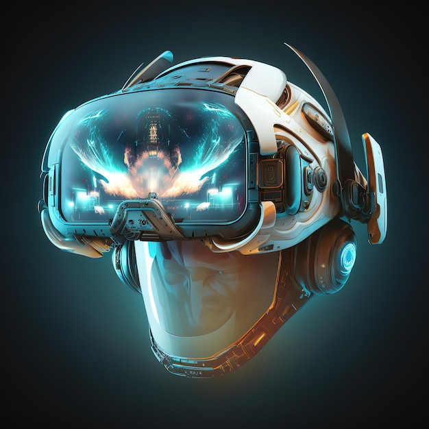 Illustration 3d de réalité virtuelle casque SciFi HUD