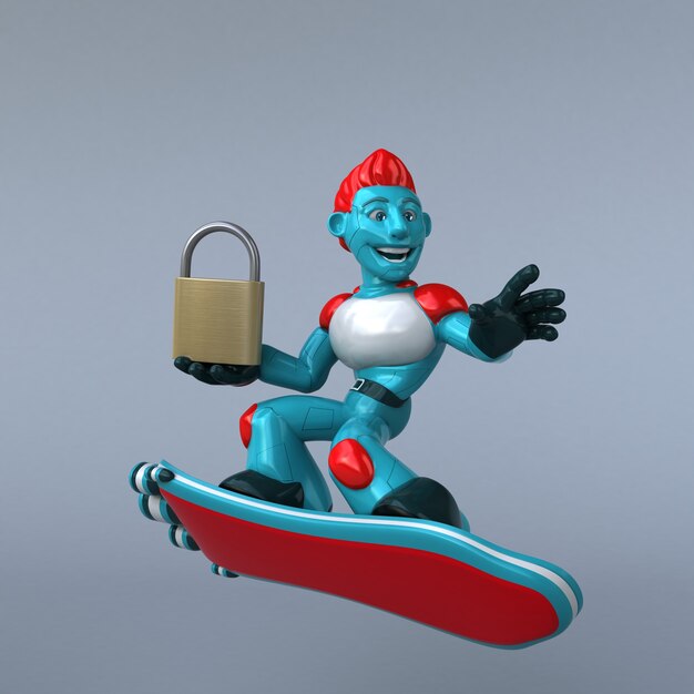 Illustration 3D de robot rouge