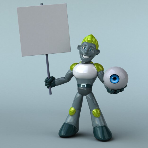 Photo illustration 3d de robot vert