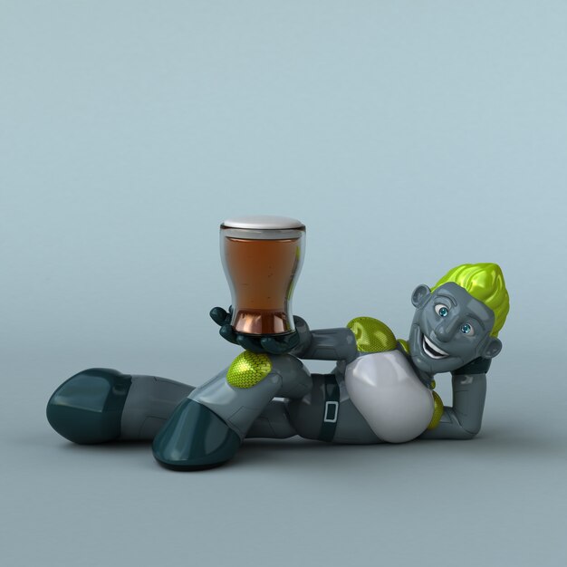 Illustration 3D de robot vert