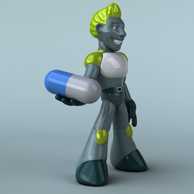 Illustration 3D de robot vert