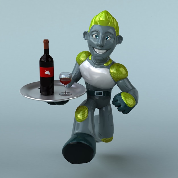 Illustration 3D de robot vert