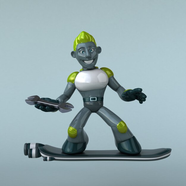 Illustration 3D de robot vert