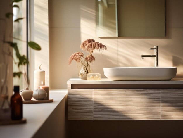 Illustration 3D d'une salle de bain dans une maison privée 3D rendu de la conception intérieure en blanc sans textures