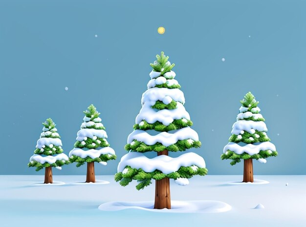 Photo illustration 3d d'un sapin avec de la neige