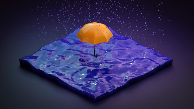 Illustration 3D de scène de pluie isométrique low poly