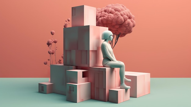 Illustration 3D de sensibilisation à la santé mentale