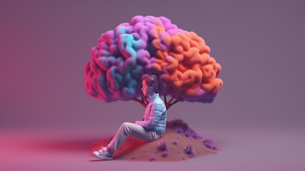 Illustration 3D de sensibilisation à la santé mentale