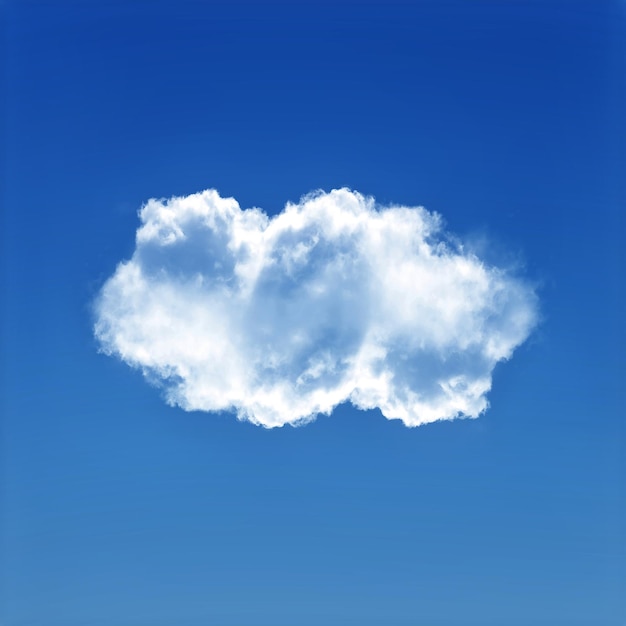 Illustration 3D d'un seul nuage naturel réaliste isolé sur un fond de ciel bleu