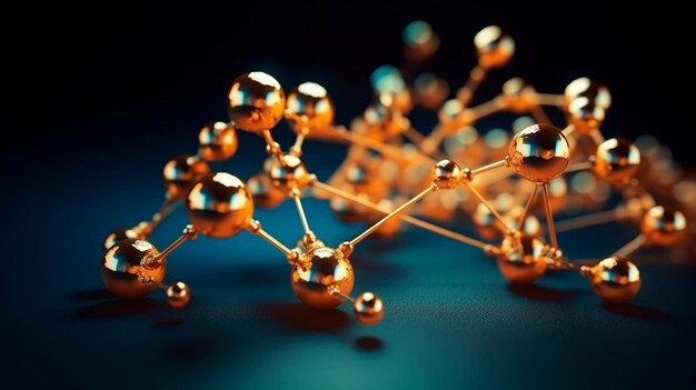 Illustration 3D d'une structure moléculaire sur un fond lisse AI générative