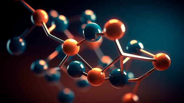 Illustration 3D d'une structure moléculaire sur un fond lisse AI générative