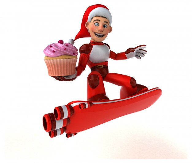 Illustration 3D de Super Santa Claus amusant