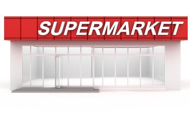 Illustration 3D d'un supermarché