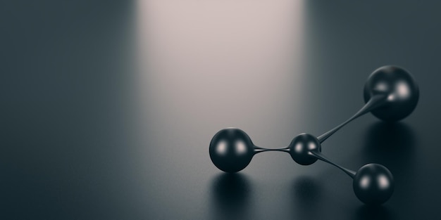 Illustration 3D d'un symbole de réseau sur fond noir avec effet de lumière. Notion de connexion.
