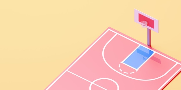 Une illustration 3d d'un terrain de basket