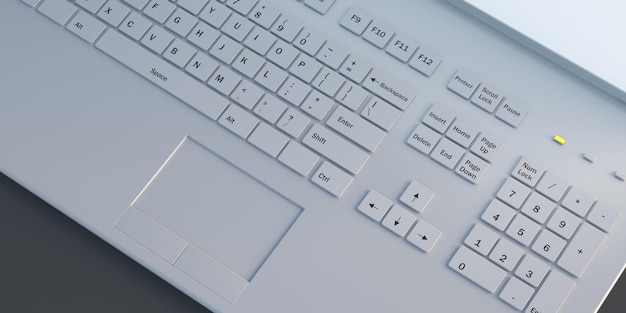 Illustration 3d de texture de fond de clavier blanc d'ordinateur portable