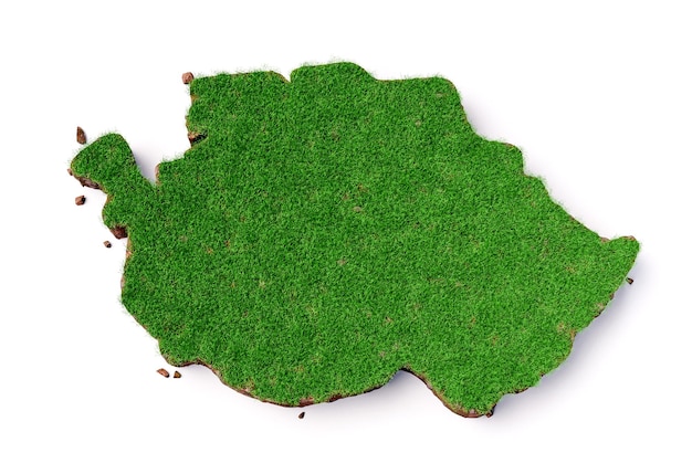 Illustration 3d de la texture de l'herbe et du sol de la carte de la Tanzanie