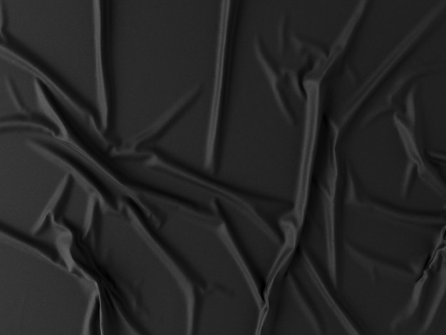 Illustration 3D Tissu froissé sur fond noir