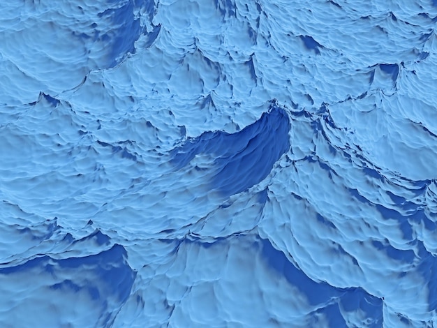 Illustration 3D de vagues bleues en mer. Fond d'eau. rendu 3D