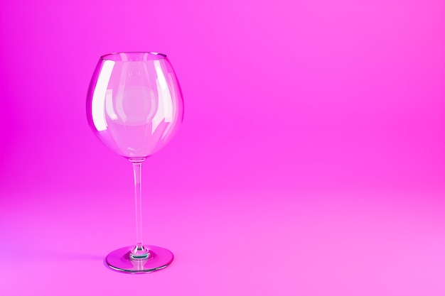 Illustration 3D de verres à vin. Verres à vin pour alcool sur fond rose