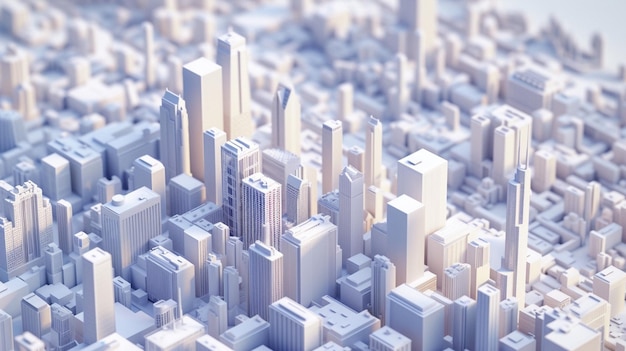 Illustration 3D de la ville de Chicago avec du matériel blanc