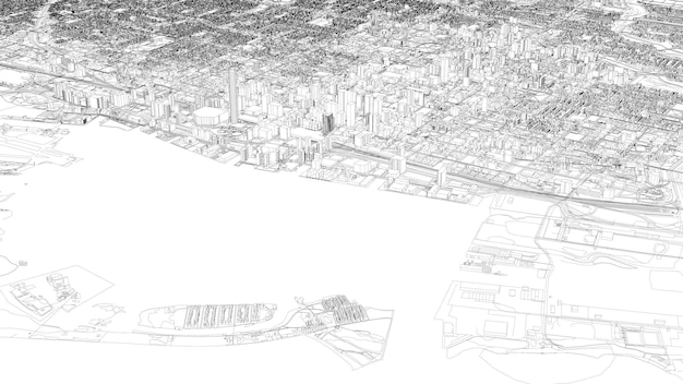 Illustration 3D de la ville de Toronto et du bâtiment de masse