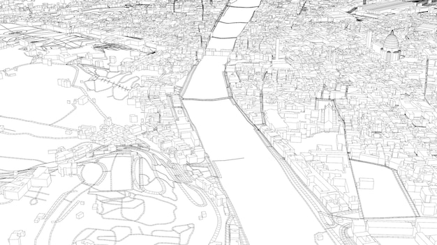 Illustration 3D de la ville et de l'urbanisme à Florence