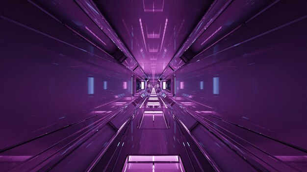 Illustration 3d violette avec tunnel de verre 4K UHD