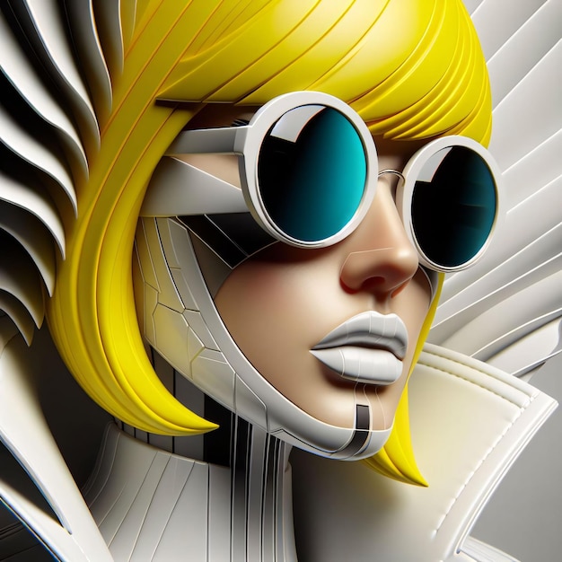 Illustration 3D d'un visage féminin dans un style futuriste