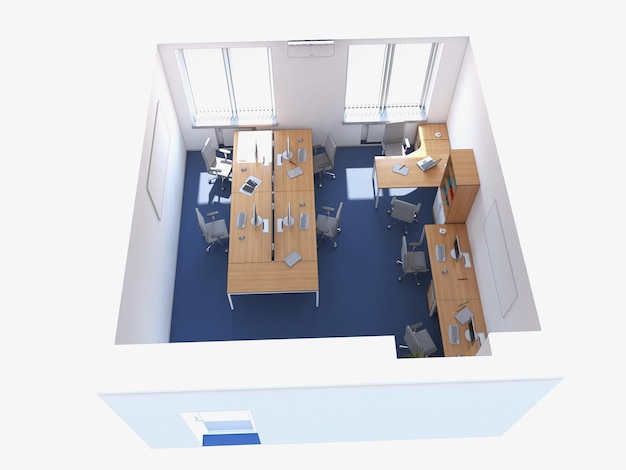illustration 3D de visualisation intérieure de bureau