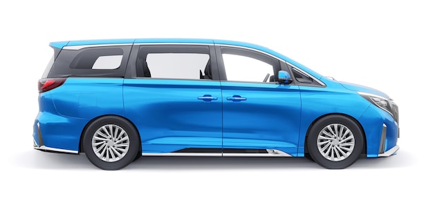 Illustration 3D de la voiture de ville familiale Blue Minivan Premium Business Car