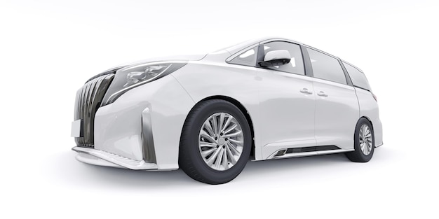 Illustration 3D de la voiture de ville familiale Minivan blanche Premium Business Car