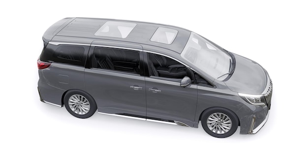 Illustration 3D de la voiture de ville familiale Minivan grise Premium Business Car
