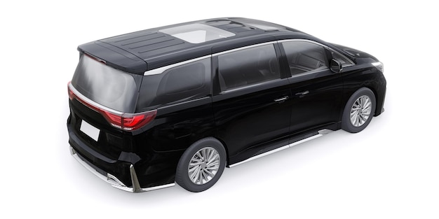 Illustration 3D de la voiture de ville familiale Minivan noire Premium Business Car