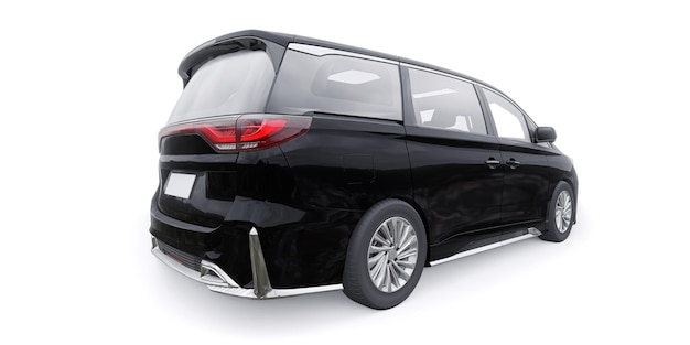 Illustration 3D de la voiture de ville familiale Minivan noire Premium Business Car