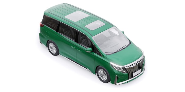 Illustration 3D de voiture de ville familiale Minivan verte Premium Business Car